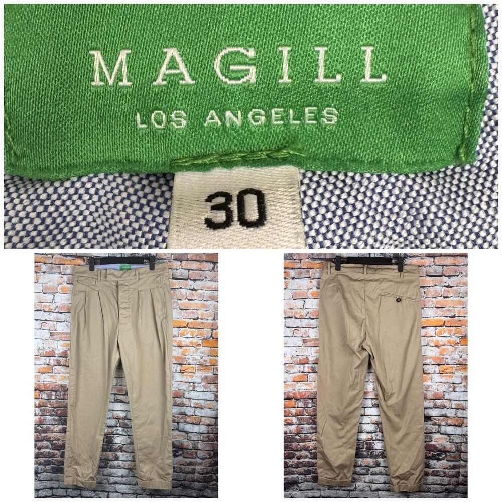 Magill Los Angeles Made in USA Brown Preppy Khaki Chino Pants Straight Leg 30x28